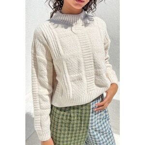 LISA SAYS GAH Gia Off-White Textured Cowl Sweater Size XS/S Chenille Soft Cozy